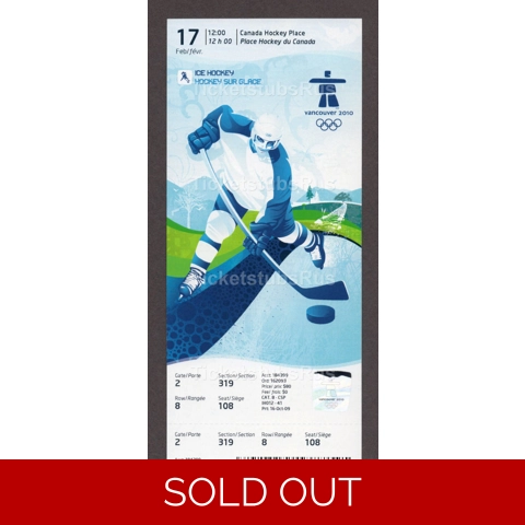 2010 Vancouver Olympics Men's Ice Hockey Ticket FINLAND vs BELARUS 2/17